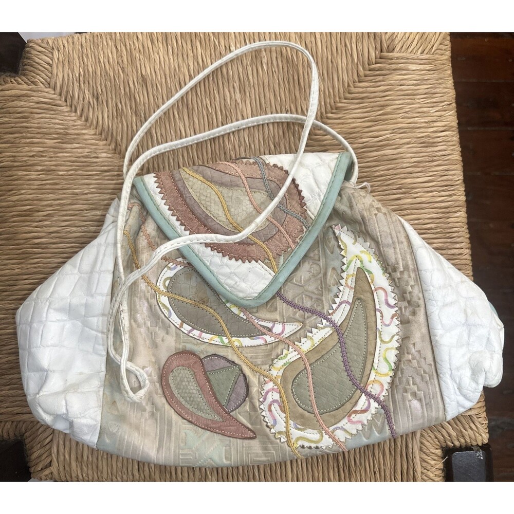 Vintage Handbag Bag Cross Body Samir Leather Pastel colors Made USA purse